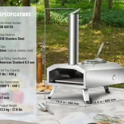 VEVOR Dual Fuel Pizza Oven for Outdoor Use, 12