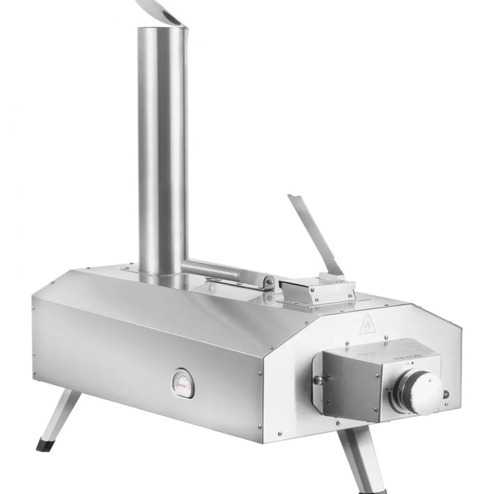 VEVOR Dual Fuel Pizza Oven for Outdoor Use, 12" Portable Pizza Oven, Pellet & Gas Powered Outdoor Pizza Oven with Thickened Cordierite Pizza Stone, Foldable Leg for Camping & Backyard