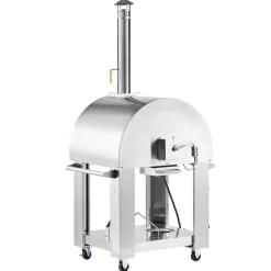VEVOR Dual Fuel Pizza Oven Outdoor, 26 in Portable Pizza Oven, Pellet & Gas Powered Outdoor Pizza-Maker with Thickened Cordierite Pizza-Stone, Easy to Move with Casters, for Camping and Backyard