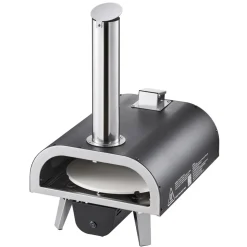VEVOR Dual Fuel Pizza Oven Outdoor, 12 in Wood Fire & Propane Gas Pizza Oven, Pellet & Propane Pizza-Maker with Thermometer, Iron Spray Electric Rotation Pizza-Cook for Outside Camping & Backyard