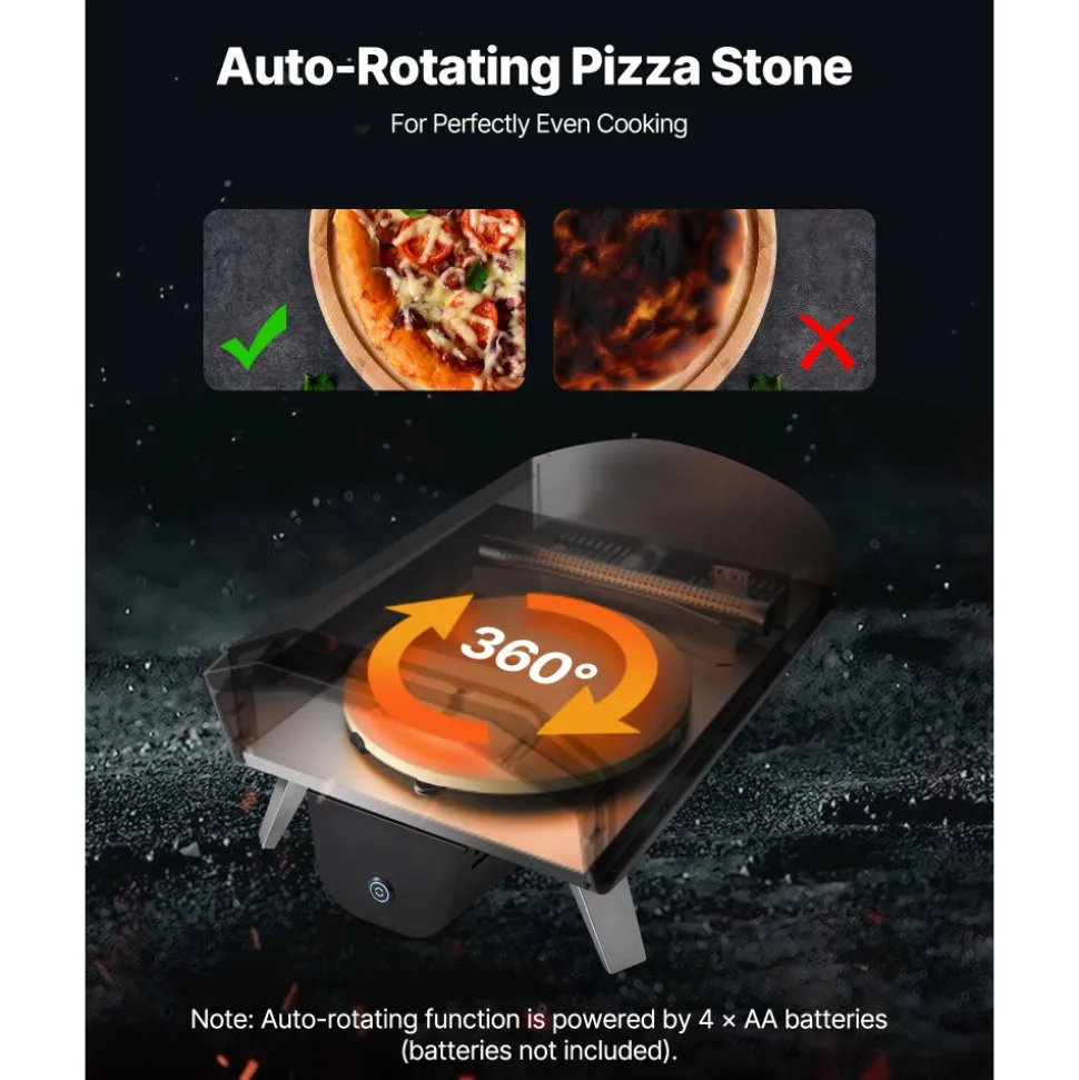 VEVOR Dual Fuel Pizza Oven Outdoor, 12 in Wood Fire & Propane Gas Pizza Oven, Pellet & Propane Pizza-Maker with Thermometer, Iron Spray Electric Rotation Pizza-Cook for Outside Camping & Backyard