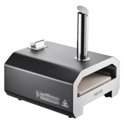 VEVOR Dual Fuel Pizza Oven Outdoor, 16 in Wood Fire & Propane Gas Pizza Oven, Portable Pellet & Propane Pizza-Maker with Thermometer, Iron Spray Black Shell Pizza-Cook for Outside Camping & Backyard