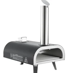 VEVOR Dual Fuel Pizza Oven Outdoor, 12 in Wood Fire & Propane Gas Pizza Oven, Portable Pellet & Propane Pizza-Maker with Thermometer, Iron Spray Black Shell Pizza-Cook for Outside Camping & Backyard