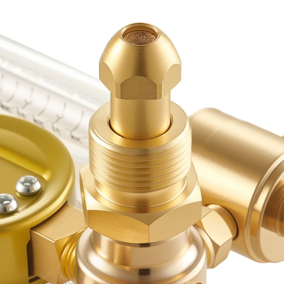 VEVOR Dual Output Argon Regulator, Argon Flow Meter Gas Regulator Gauge for TIG/MIG Welding - with 2PCS 6.6FT Rubber Hoses, 0-60 SCFH, 0-4500 PSI Inlet Pressure, CGA580 Inlet Connection