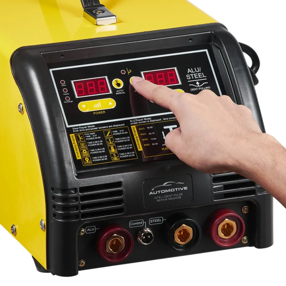 VEVOR Dual Pro Stud Welder Deluxe AL/Fe Dent Repair Kit, Professional 5KW Welder with Auto/Manual Welding and 10 Modes, 110V Spot Welding Dent Repair Machine for Steel & Aluminum Auto Panels Repair