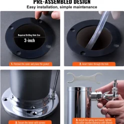 VEVOR Dual Taps Draft Beer Tower Dispenser, Stainless Steel Keg Beer Tower, Kegerator Tower Kit with Pre-Assembled Tubing and Self-Closing Faucet Shanks for Party, Bar, Pub, Restaurant