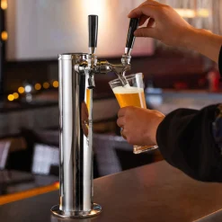 VEVOR Dual Taps Draft Beer Tower Dispenser, Stainless Steel Keg Beer Tower, Kegerator Tower Kit with Pre-Assembled Tubing and Self-Closing Faucet Shanks for Party, Bar, Pub, Restaurant