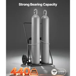 VEVOR Dual Welding Cylinder Cart, Oxygen Acetylene Tank Cart with 440LBS Static Weight Capacity, 10-Inch Solid Wheels and Tank Storage Safety Chains, Suitable for Double 12.5-Inch Dia. Gas Cylinders