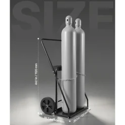VEVOR Dual Welding Cylinder Cart, Oxygen Acetylene Tank Cart with 440LBS Static Weight Capacity, 10-Inch Solid Wheels and Tank Storage Safety Chains, Suitable for Double 12.5-Inch Dia. Gas Cylinders