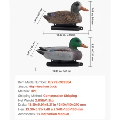 VEVOR Duck Decoys, Realistic Floating Duck Decoys, Weight Forward Swim, Plastic Duck Hunting Decoy Outdoor for Hunting, for Pool, Pond, and Lake, Garden Yard Decoration, Easy to Carry and Use, 6-Pack