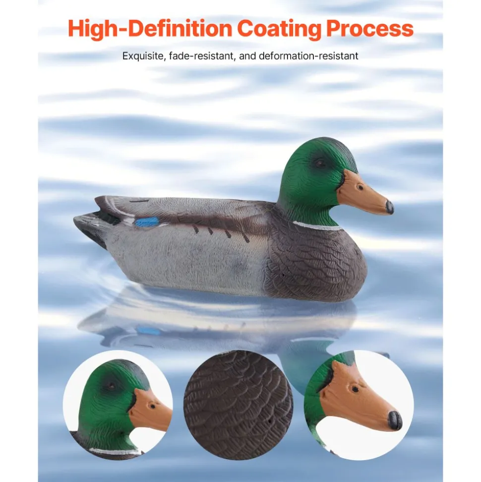 VEVOR Duck Decoys, Realistic Floating Duck Decoys, Weight Forward Swim, Plastic Duck Hunting Decoy Outdoor for Hunting, for Pool, Pond, and Lake, Garden Yard Decoration, Easy to Carry and Use, 6-Pack