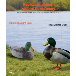 VEVOR Duck Decoys, Realistic Floating Duck Decoys, Weight Forward Swim, Plastic Duck Hunting Decoy Outdoor for Hunting, for Pool, Pond, and Lake, Garden Yard Decoration, Easy to Carry and Use, 6-Pack