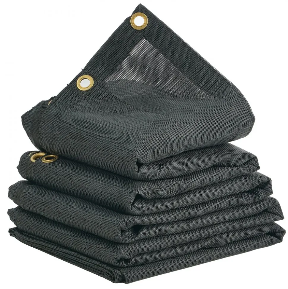 VEVOR Dump Truck Mesh Tarp, 6 x 14 ft, PVC Coated Black Heavy Duty Cover with 5.5" 18oz Double Pocket, Brass Grommets, Reinforced Double Needle Stitch Webbing Fits Manual or Electric Dump Truck System