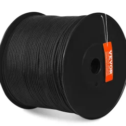 VEVOR Durable Nylon Cord, 3/16 inch x 1000 ft, 32-Strand Design, 720 LBS Load Capacity, Multi-Purpose Rope for Outdoor Adventures, Tree Work, and Emergency Situations, Black