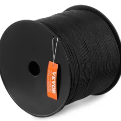 VEVOR Durable Nylon Cord, 3/16 inch x 1000 ft, 32-Strand Design, 720 LBS Load Capacity, Multi-Purpose Rope for Outdoor Adventures, Tree Work, and Emergency Situations, Black