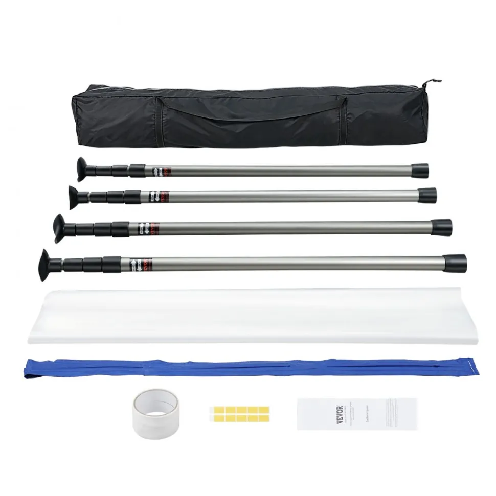 VEVOR Dust Barrier Poles, 10 Ft Barrier Poles, Dust Barrier System with 4 Telescoping Poles, Carry Bag and 32.8x13.12 Ft Plastic Film, for Interior Decoration, Painting