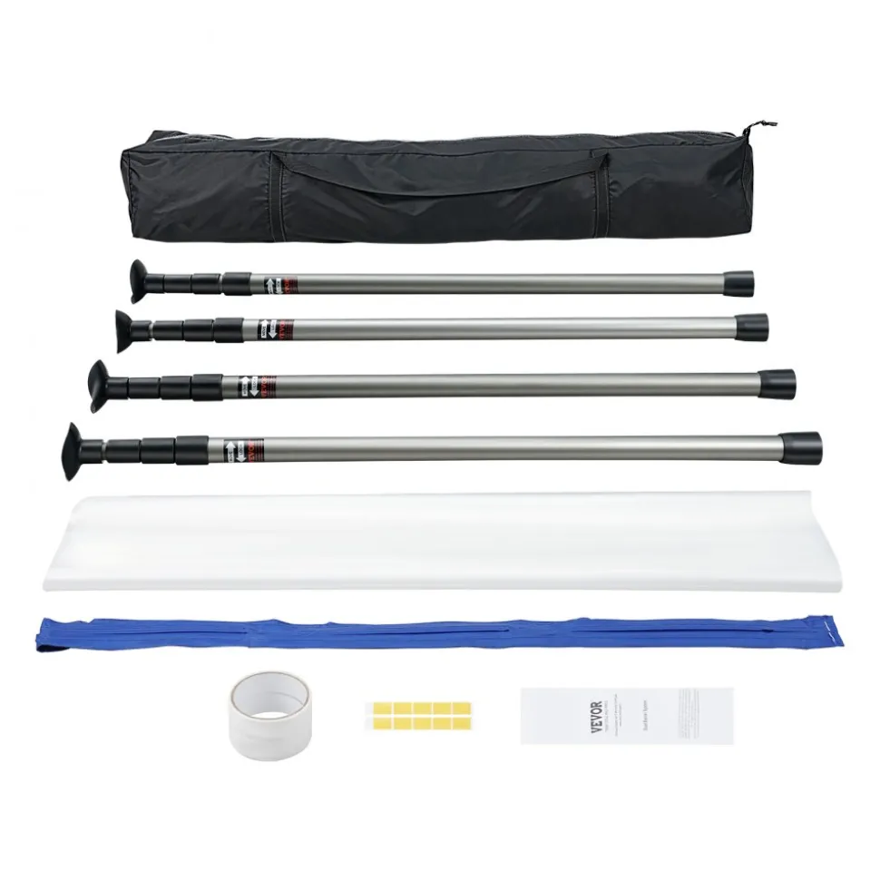 VEVOR Dust Barrier Poles, 10 Ft Barrier Poles, Dust Barrier System with 4 Telescoping Poles, Carry Bag and 32.8x13.12 Ft Plastic Film, for Interior Decoration, Painting