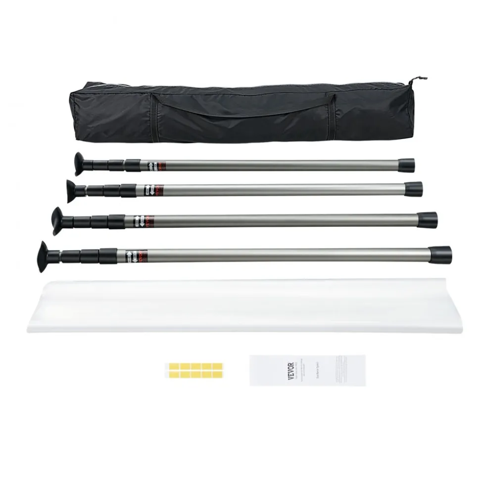 VEVOR Dust Barrier Poles, 12 Ft Dust Barrier System with 4 Telescoping Poles, 32.8x13.12 Ft Plastic Film, and Carry Bag, for Interior Decoration and Painting Projects
