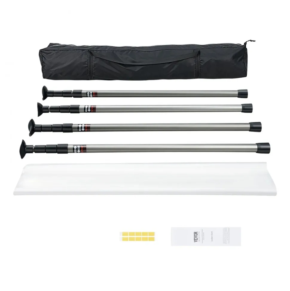 VEVOR Dust Barrier Poles, 12 Ft Dust Barrier System with 4 Telescoping Poles, 32.8x13.12 Ft Plastic Film, and Carry Bag, for Interior Decoration and Painting Projects