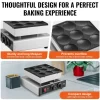 VEVOR Dutch Pancake Maker, 9PCS 76mm Diameter Dorayaki Baker Machine, 850W Commercial Electric Poffertjes Grill, Non-stick Stainless Steel, Temp & Time Control, for Home Kitchen Restaurant Snack Bar
