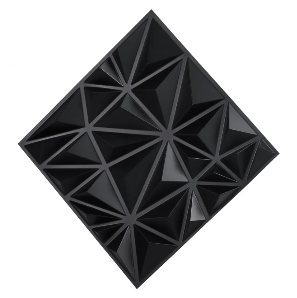 VEVOR 3D Wall Panels, 33-Pack 11.81 x 11.81 in PVC Modern Art Minimalist Diamond Tiles, 32 Sq.Ft Coverage Accent Wall Panel, Interior Home Decor for Ceiling, Bedroom, Living & Gaming Room, Matte Black