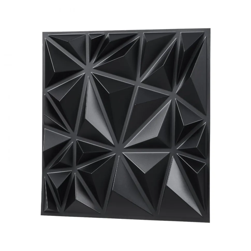 VEVOR 3D Wall Panels, 33-Pack 11.81 x 11.81 in PVC Modern Art Minimalist Diamond Tiles, 32 Sq.Ft Coverage Accent Wall Panel, Interior Home Decor for Ceiling, Bedroom, Living & Gaming Room, Matte Black