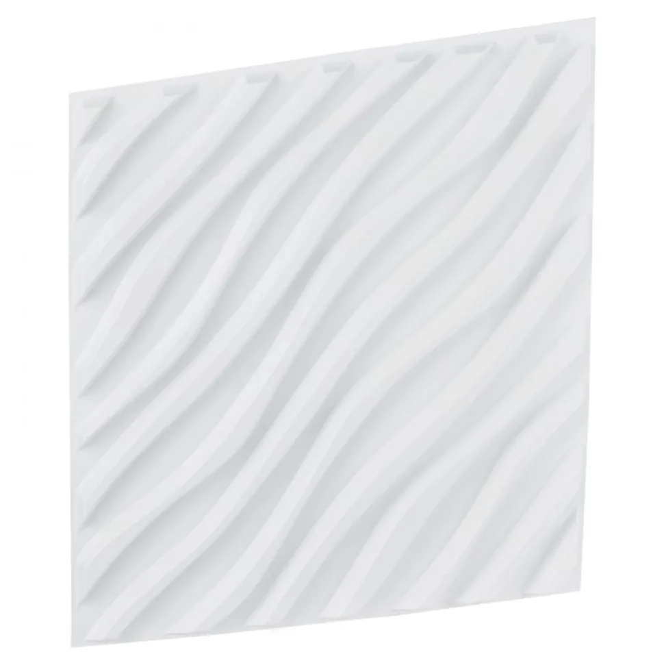 VEVOR 3D Wall Panels, 12-Pack 19.7 x 19.7 in PVC Modern Art Minimalist Wave Tiles, 32 Sq.Ft Coverage Accent Wall Panel, Interior Home Decor for Ceiling, Bedroom, Living & Gaming Room, Matte White