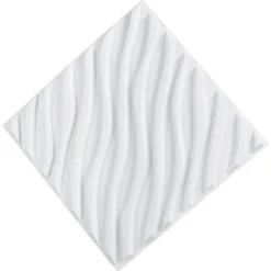 VEVOR 3D Wall Panels, 12-Pack 19.7 x 19.7 in PVC Modern Art Minimalist Wave Tiles, 32 Sq.Ft Coverage Accent Wall Panel, Interior Home Decor for Ceiling, Bedroom, Living & Gaming Room, Matte White