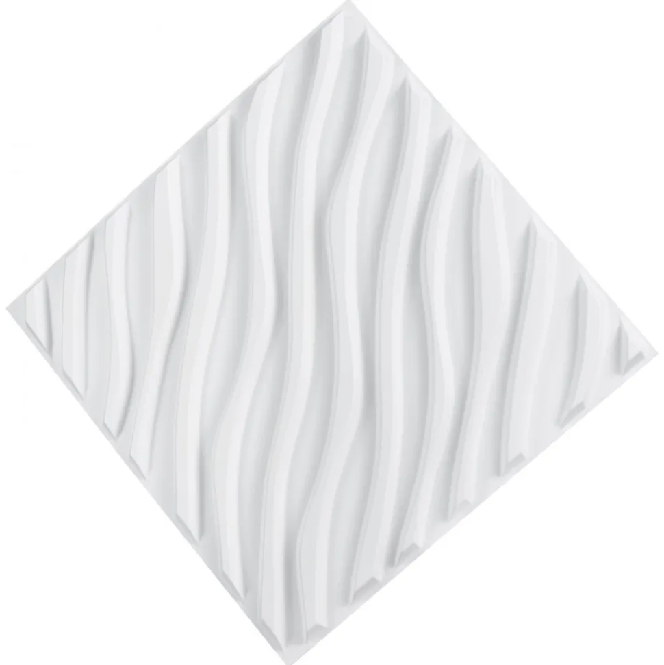VEVOR 3D Wall Panels, 12-Pack 19.7 x 19.7 in PVC Modern Art Minimalist Wave Tiles, 32 Sq.Ft Coverage Accent Wall Panel, Interior Home Decor for Ceiling, Bedroom, Living & Gaming Room, Matte White