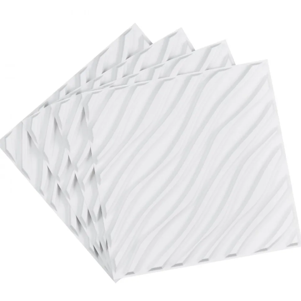 VEVOR 3D Wall Panels, 12-Pack 19.7 x 19.7 in PVC Modern Art Minimalist Wave Tiles, 32 Sq.Ft Coverage Accent Wall Panel, Interior Home Decor for Ceiling, Bedroom, Living & Gaming Room, Matte White