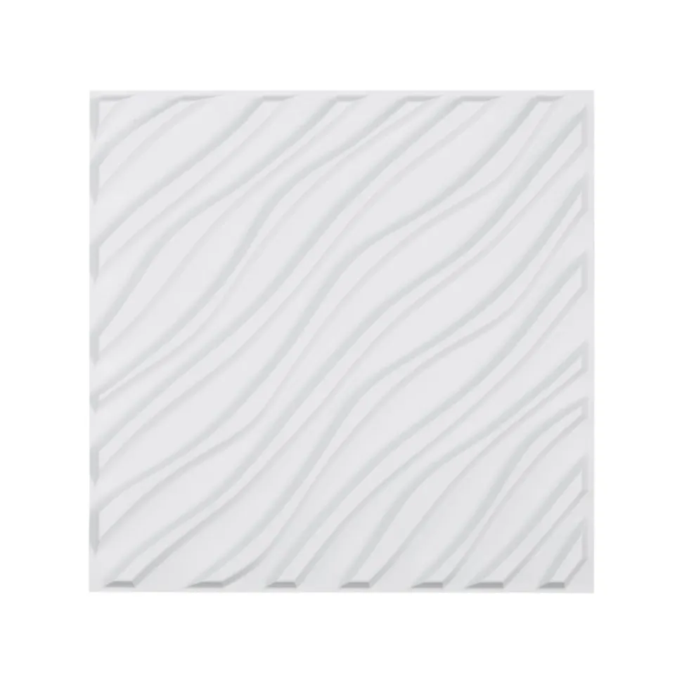 VEVOR 3D Wall Panels, 12-Pack 19.7 x 19.7 in PVC Modern Art Minimalist Wave Tiles, 32 Sq.Ft Coverage Accent Wall Panel, Interior Home Decor for Ceiling, Bedroom, Living & Gaming Room, Matte White
