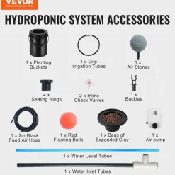 VEVOR DWC Hydroponics Grow System, Hydroponic Growing System with Top Drip Kit, 5-Gallon Deep Water Culture with Air Pump, Air Stone and Water Level Device for Leafy Vegetables(1 Bucket+Top Drip Kit)