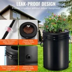 VEVOR DWC Hydroponics Grow System, Hydroponic Growing System with Top Drip Kit, 5-Gallon Deep Water Culture with Air Pump, Air Stone and Water Level Device for Leafy Vegetables(1 Bucket+Top Drip Kit)