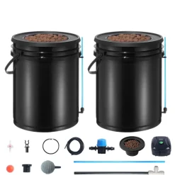 VEVOR DWC Hydroponics Grow System, Hydroponic Growing System with Top Drip Kit, Deep Water Culture 5-Gallon 2 Buckets, with Air Pump, Air Stones and Water Level Device for Leafy Vegetables