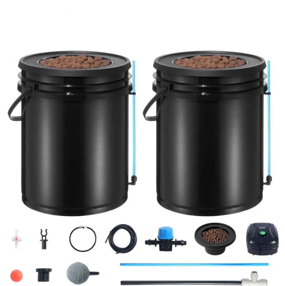 VEVOR DWC Hydroponics Grow System, Hydroponic Growing System with Top Drip Kit, Deep Water Culture 5-Gallon 2 Buckets, with Air Pump, Air Stones and Water Level Device for Leafy Vegetables