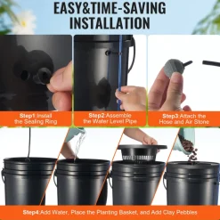VEVOR DWC Hydroponics Grow System, Hydroponic Growing System with Top Drip Kit, Deep Water Culture 5-Gallon 2 Buckets, with Air Pump, Air Stones and Water Level Device for Leafy Vegetables