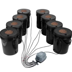 VEVOR DWC Hydroponic System, 5 Gallon 5 Buckets, Deep Water Culture Growing Bucket, Hydroponics Grow Kit with Pump, Air Stone and Connected Reservoir, for Indoor/Outdoor Leafy Vegetables