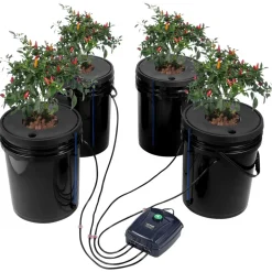 VEVOR DWC Hydroponic System, 5 Gallon 4 Buckets, Deep Water Culture Growing Bucket, Hydroponics Grow Kit with Pump, Air Stone and Water Level Device, for Indoor/Outdoor Leafy Vegetables