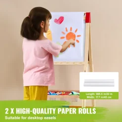 VEVOR Easel Accessory Set, 32 PCS Kid's Art Easel Painting Kit Including Chalks, Dry-Erase Markers & Paper Rolls, Supplies Set for Standing Art Easel, Painting Accessories for Toddlers Boys and Girls