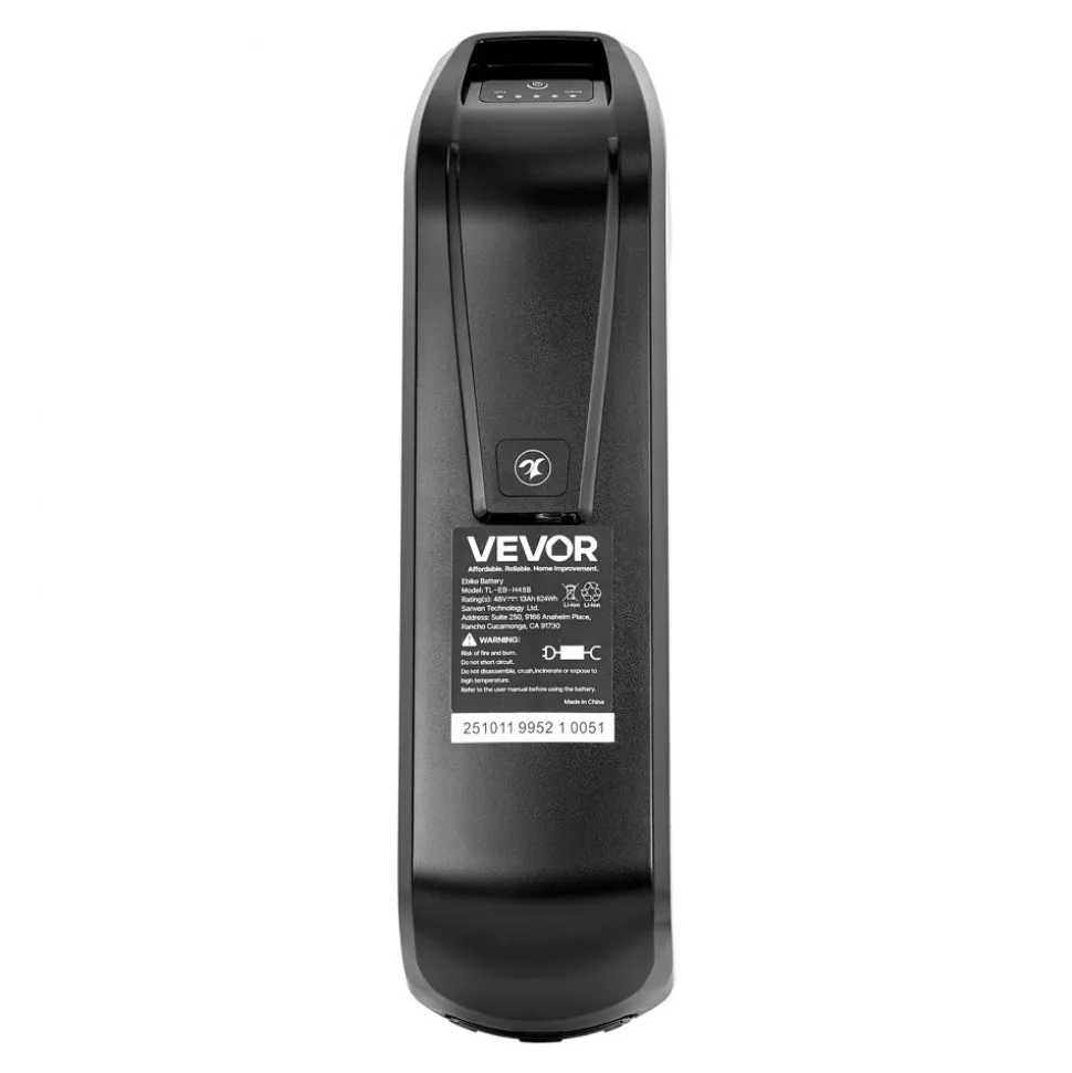 VEVOR Ebike Battery, 48V 13Ah Electric Bike Lithium Battery Pack with BMS, 3A Charger and Lock for 1000W E-Bike Motor, Detachable Electric Bicycle Replacement Kit with Indicator & Discharge Socket