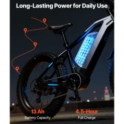 VEVOR Ebike Battery, 48V 13Ah Electric Bike Lithium Battery Pack with BMS, 3A Charger and Lock for 1000W E-Bike Motor, Detachable Electric Bicycle Replacement Kit with Indicator & Discharge Socket