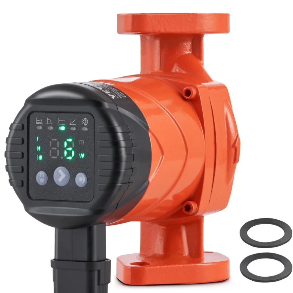 VEVOR E007-2F2 Hot Water Recirculating Pump, 110V, 42W 16 GPM High Efficiency Circulator Pump, EMC Automatic Hot Water Circulation Pump 1" NPT Flange Circulator Pump for Home Water Heater System