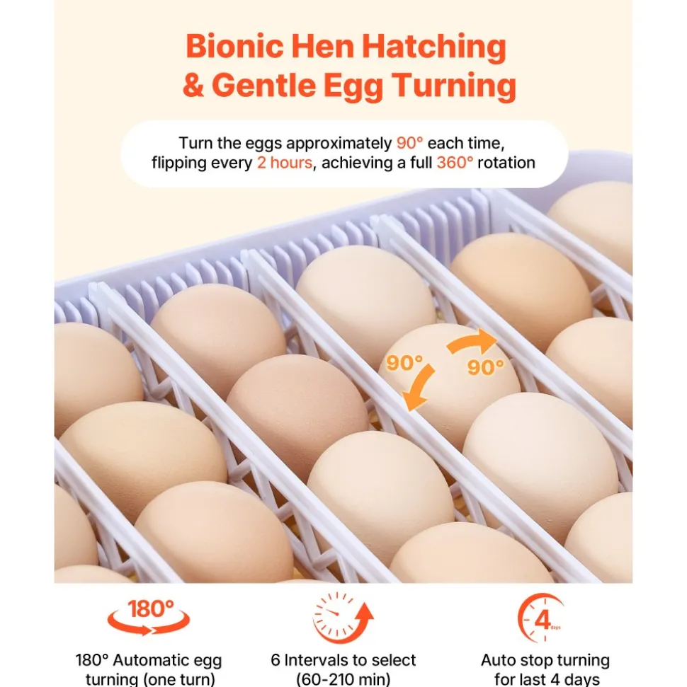 VEVOR 48 Egg Incubator, Automatic Egg Turner with LED Candler, Temperature Display & Auto Humidity Control, 360° View Clear Window, Poultry Eggs Incubator for Hatching Chicks Ducks Goose Quail