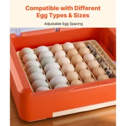 VEVOR 36 Egg Incubator, Automatic Egg Turner with LED Candler & Water Tray, Temperature & Humidity Control, 360° View Clear Window, Poultry Eggs Incubators for Hatching Chicks Ducks Goose Quails
