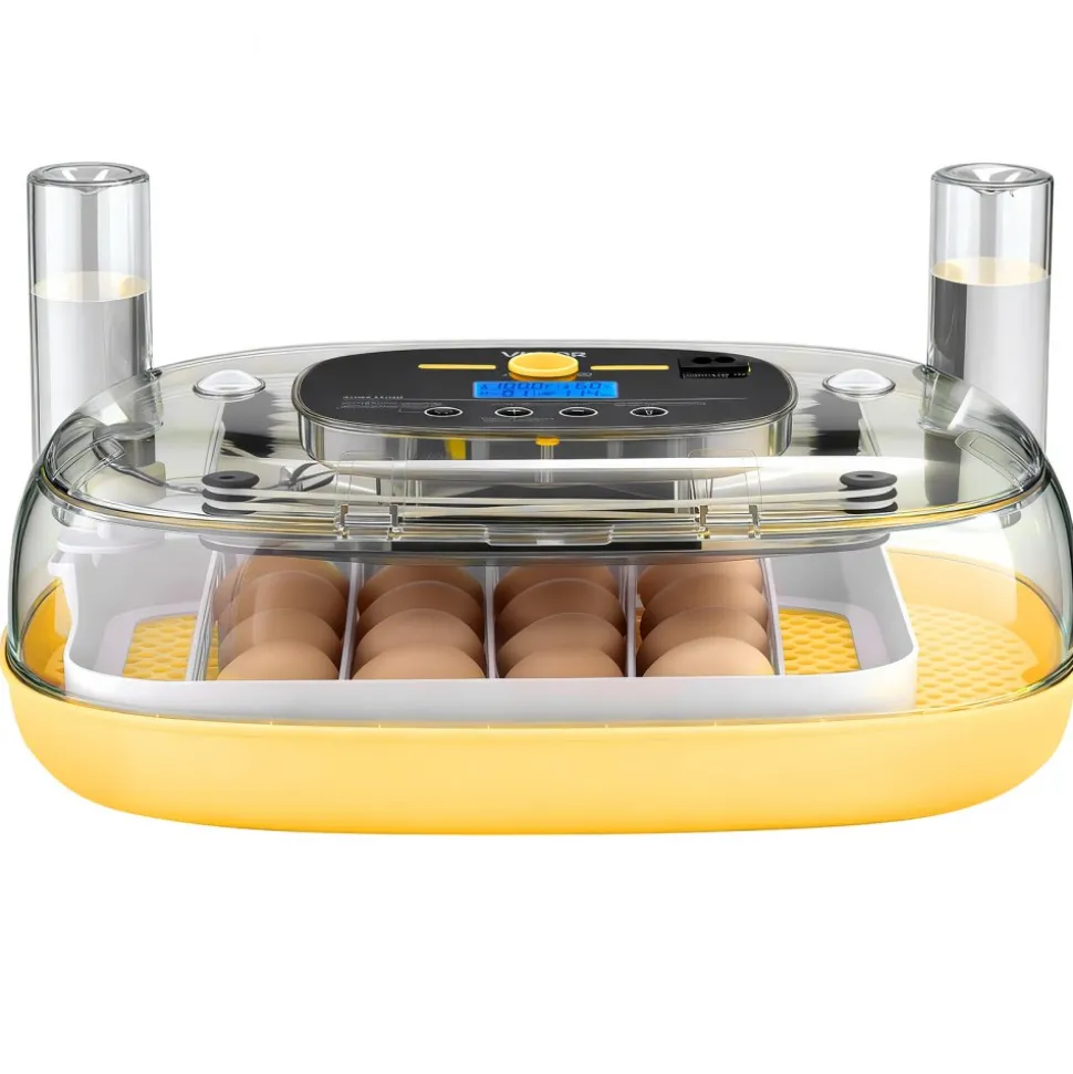 VEVOR 24 Egg Incubator, Automatic Egg Turner with LED Candler, Temperature Control & Humidity Display, 360° View Window, Auto Water Refill, Poultry Eggs Incubator for Hatching Chicks Ducks Goose Quail