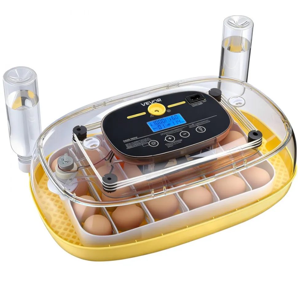 VEVOR 24 Egg Incubator, Automatic Egg Turner with LED Candler, Temperature Control & Humidity Display, 360° View Window, Auto Water Refill, Poultry Eggs Incubator for Hatching Chicks Ducks Goose Quail