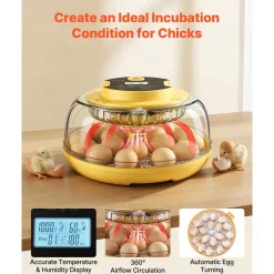 VEVOR 18 Egg Incubator, Automatic Egg Turner with LED Candler, Temperature & Humidity Control, 360° View Clear Window, Auto Water Refill, Poultry Eggs Incubators for Hatching Chicks Ducks Goose Quail