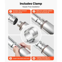 VEVOR Elbow Exhaust Tip, 5 Inch Inlet, 6 Inch Outlet, 23 in Overall Length, Chrome Turn Down Exhaust Tip with Clamp for Truck, Sedan, Sports Car, SUV, Chrome Structure for High Temperature Resistance