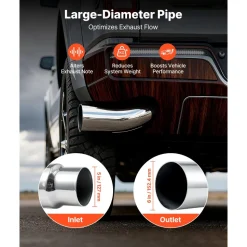 VEVOR Elbow Exhaust Tip, 5 Inch Inlet, 6 Inch Outlet, 23 in Overall Length, Chrome Turn Down Exhaust Tip with Clamp for Truck, Sedan, Sports Car, SUV, Chrome Structure for High Temperature Resistance