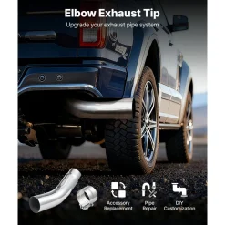 VEVOR Elbow Exhaust Tip, 5 Inch Inlet, 6 Inch Outlet, 23 in Overall Length, Chrome Turn Down Exhaust Tip with Clamp for Truck, Sedan, Sports Car, SUV, Chrome Structure for High Temperature Resistance
